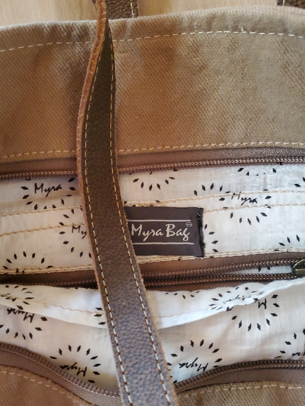 Myra Bag Pink Patterned Tote with Brown Straps - Picture 2 of 8